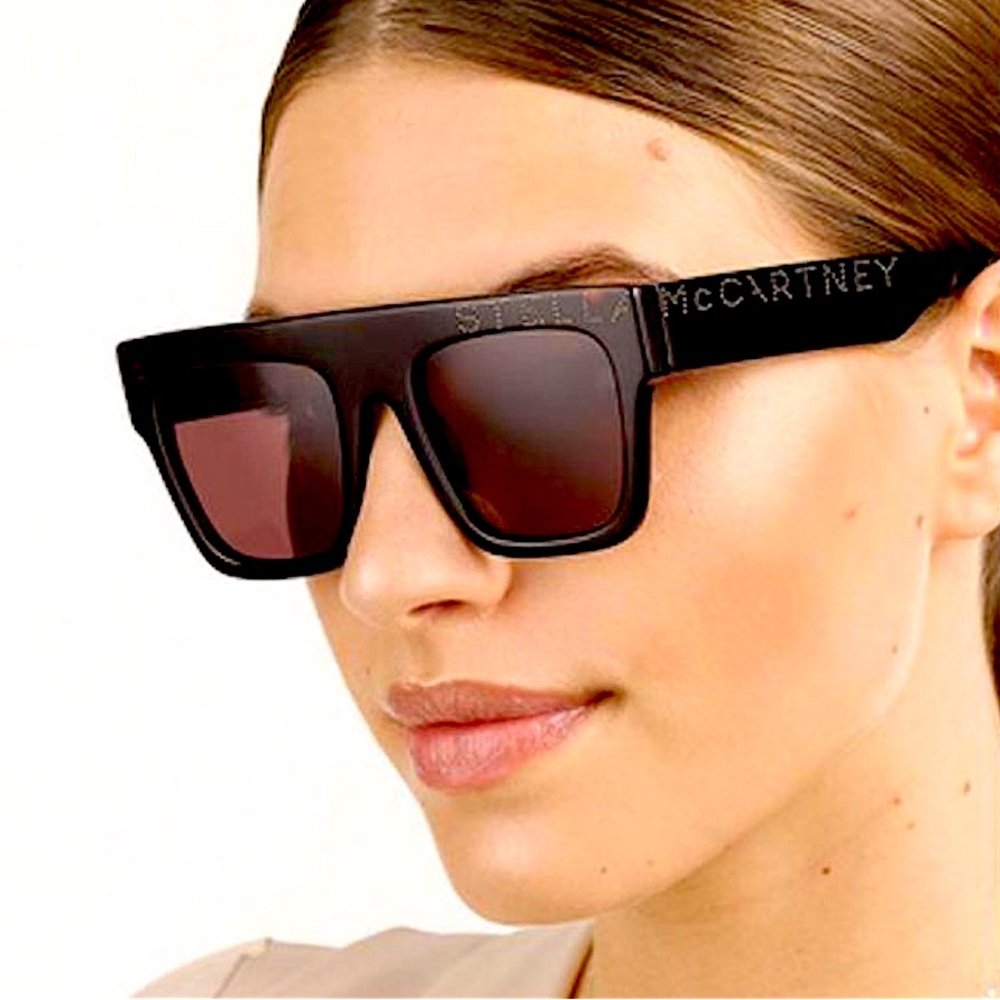Stella McCartney Havana Square Sunglasses with Logo
